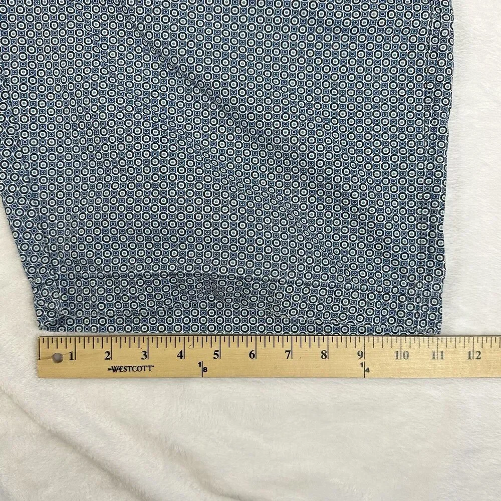 Banana Republic Aiden Mini Print Shorts Men’s 36 Blue Geometric Flat Front Chino